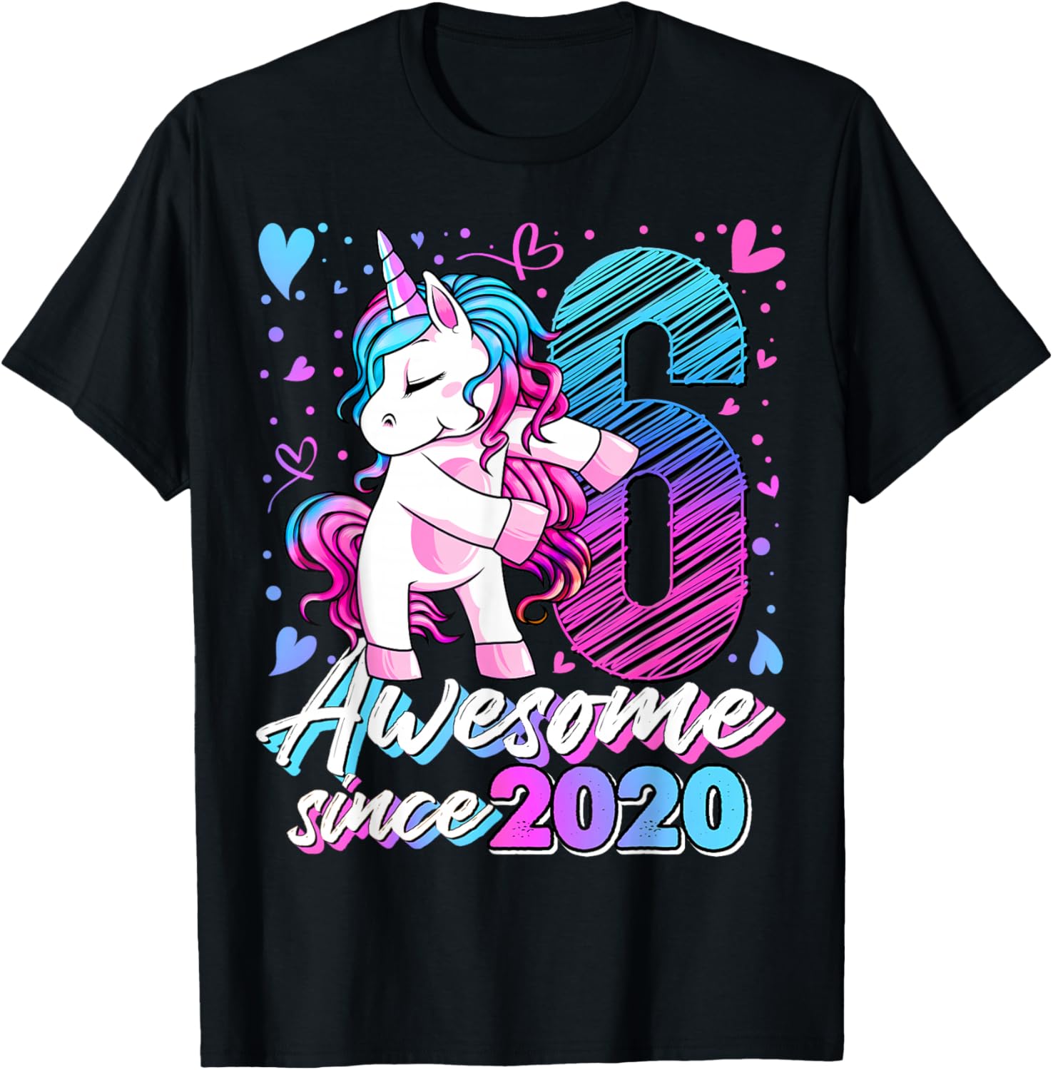 6th Birthday Shirt Girl 6 Year Old Gifts 6 Birthday Girl T-Shirt - T-Shirt | Black