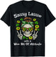 Sassy Lassie Skeleton Messy Bun Funny St Patrick Day T-Shirt - T-Shirt | Black