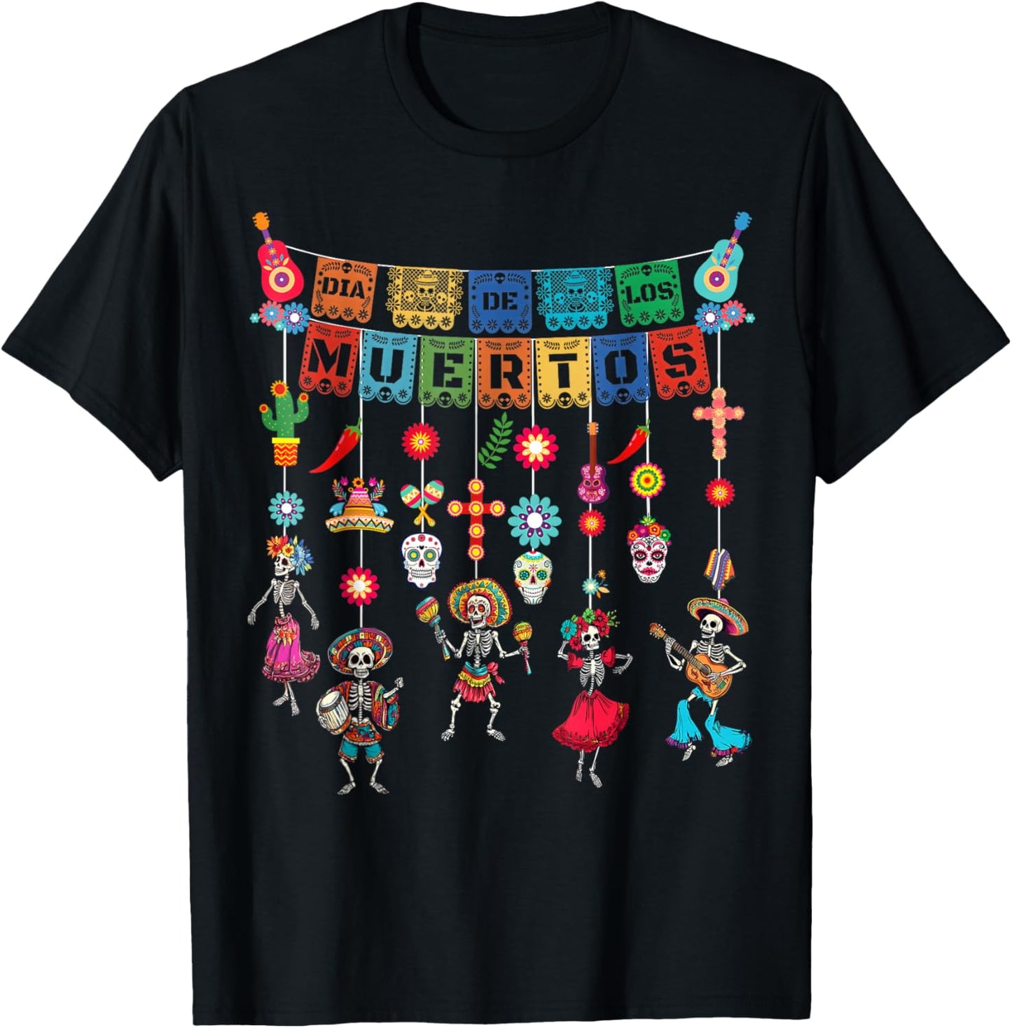 Dia De Los Muertos Sugar Skull Dancing Day The Dead 2025 T-Shirt - T-Shirt | Black