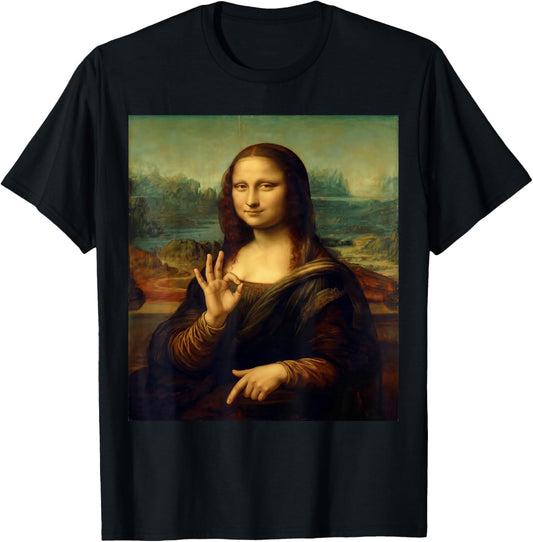 6 7 Six Seven Meme 67 Funny Mona Lisa Funny Classic Art 67 T-Shirt - T-Shirt | Black