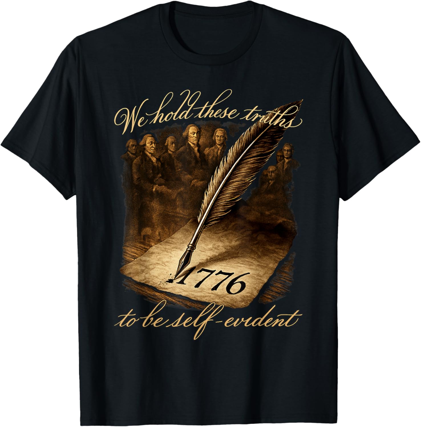 1776 Founding Fathers Declaration of Independence 250th T-Shirt - T-Shirt | Black
