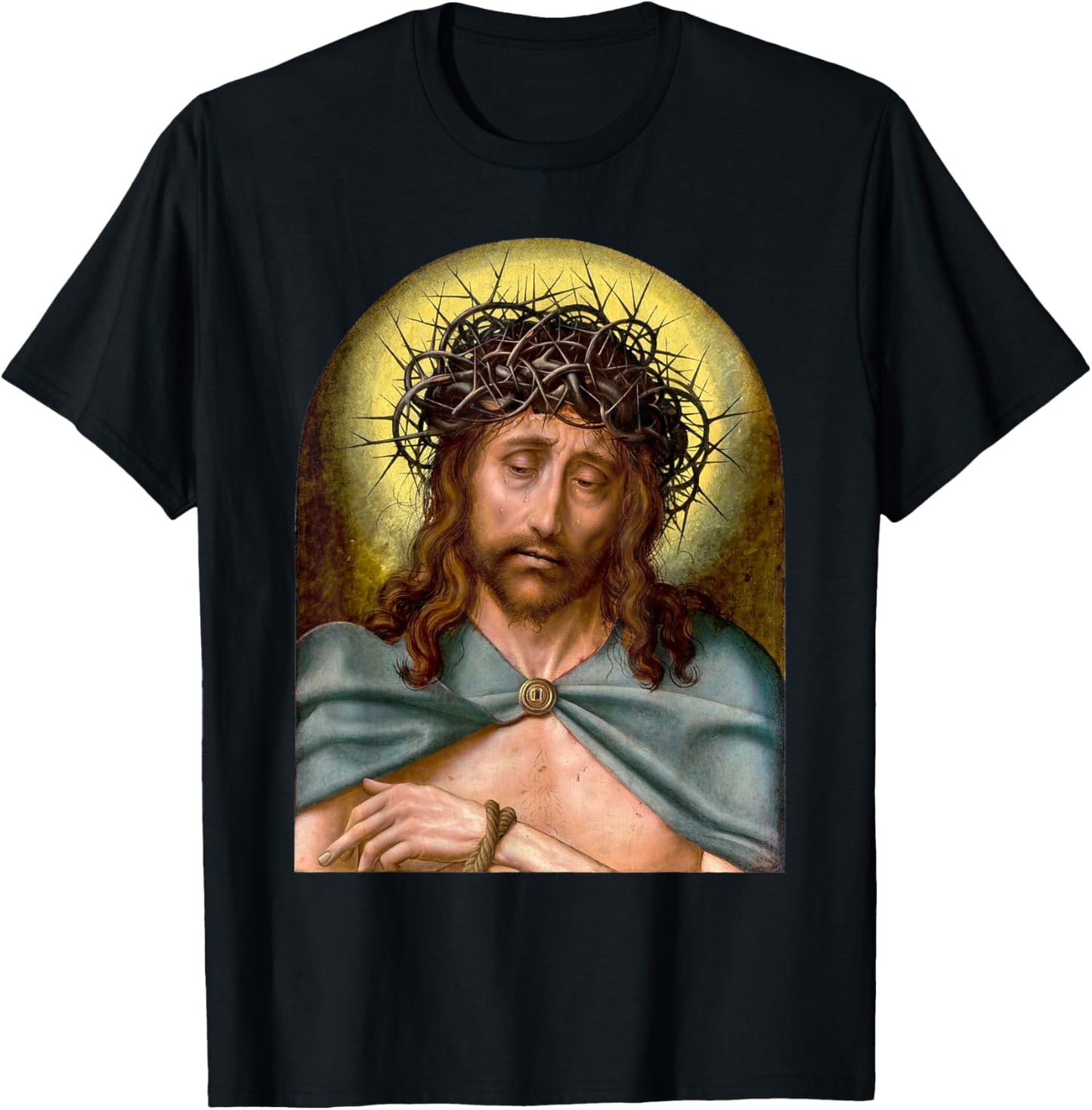 Jesus Christ as Man of Sorrows Painting Quentin Metsys 1500s T-Shirt - T-Shirt | Black