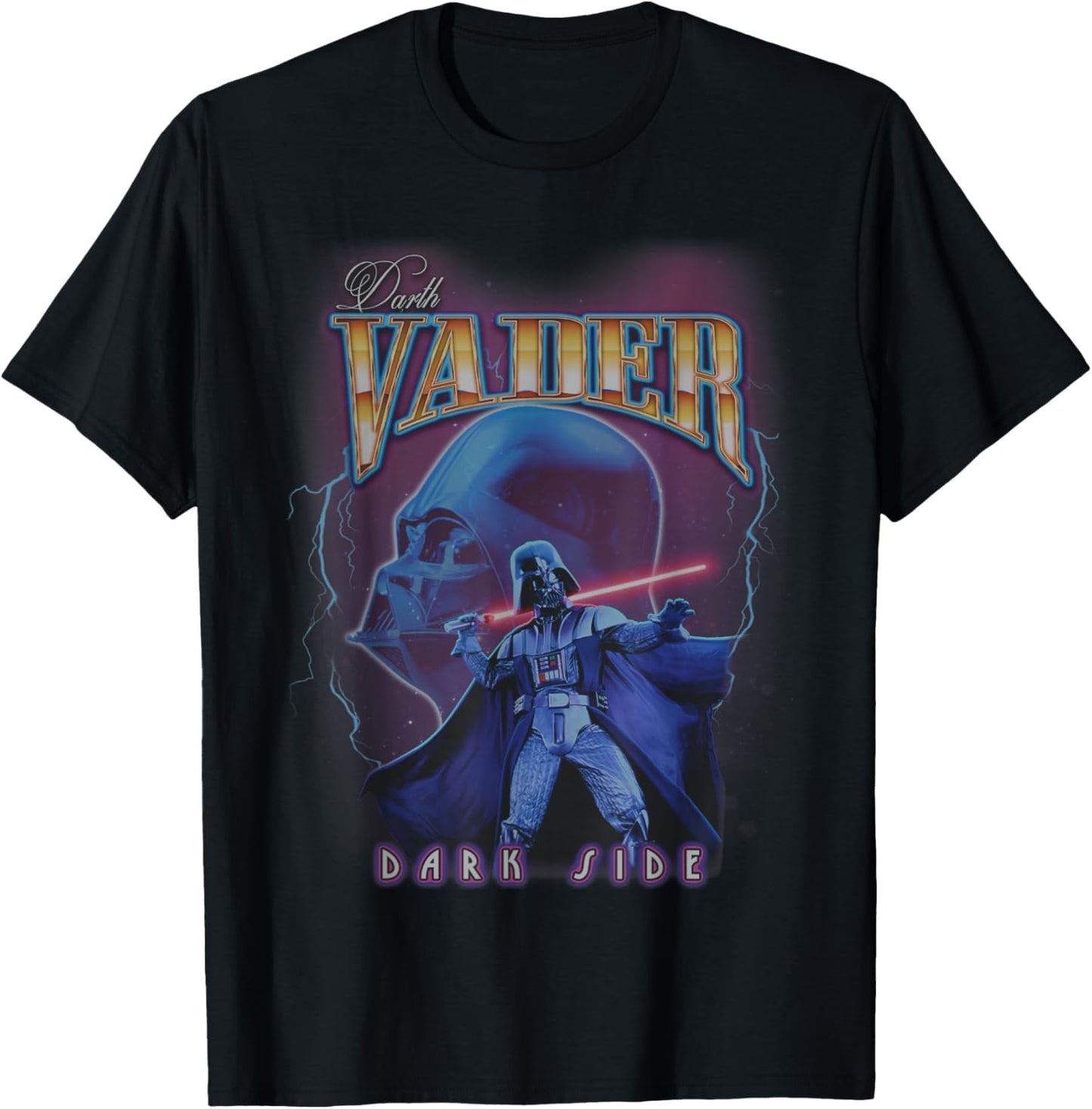 Star Wars A New Hope Trilogy Darth Vader Dark Side Neon T-Shirt - T-Shirt | Black