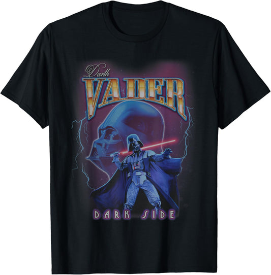 Star Wars A New Hope Trilogy Darth Vader Dark Side Neon T-Shirt - T-Shirt | Black