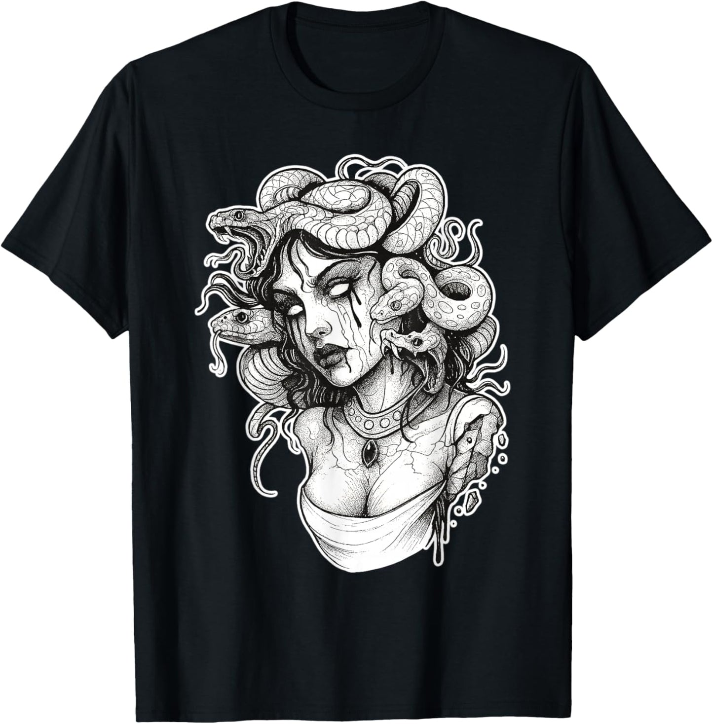 Medusa Zombie Snake Gothic T-Shirt - T-Shirt | Black