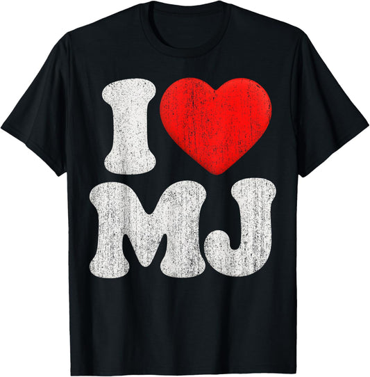 Retro I Love MJ Shirt, I Heart MJ T-Shirt - T-Shirt | Black