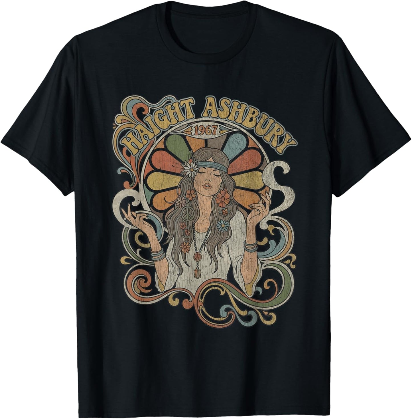 Haight Ashbury 1967 Shirt Vintage Hippie 60s Psychedelic T-Shirt - T-Shirt | Black