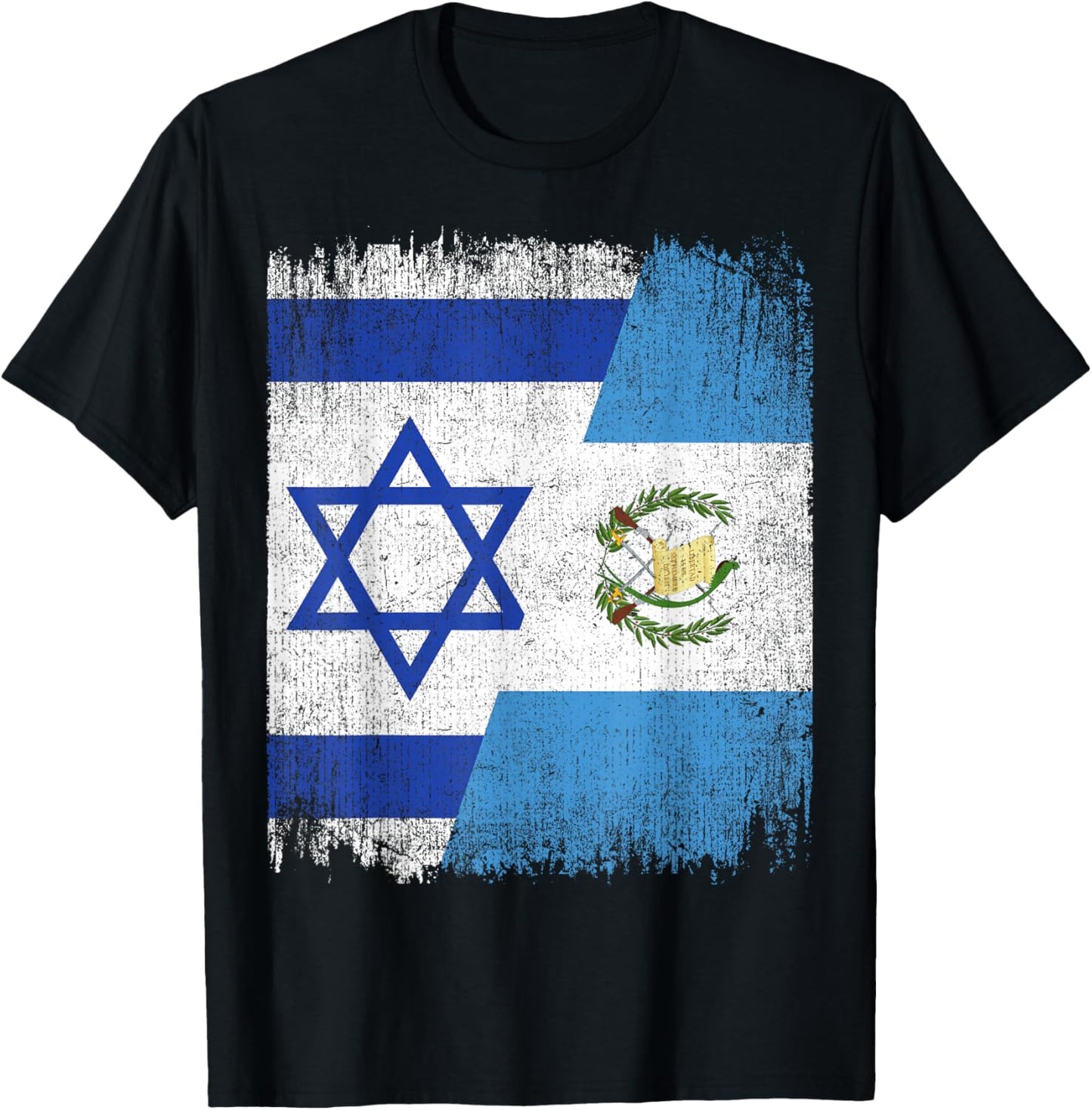 Half Israel Guatemala Split Flag Israelis Pride Roots T-Shirt - T-Shirt | Black