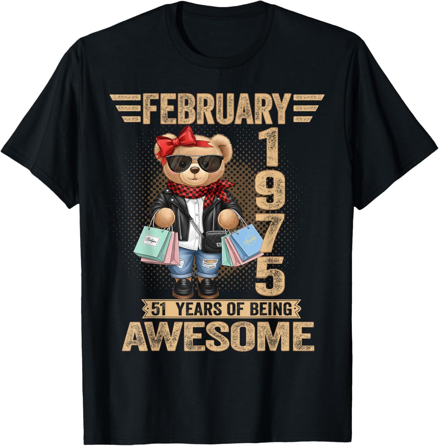 51 Year Old February 1975 Teddy Bear 51st Birthday Women T-Shirt - T-Shirt | Black