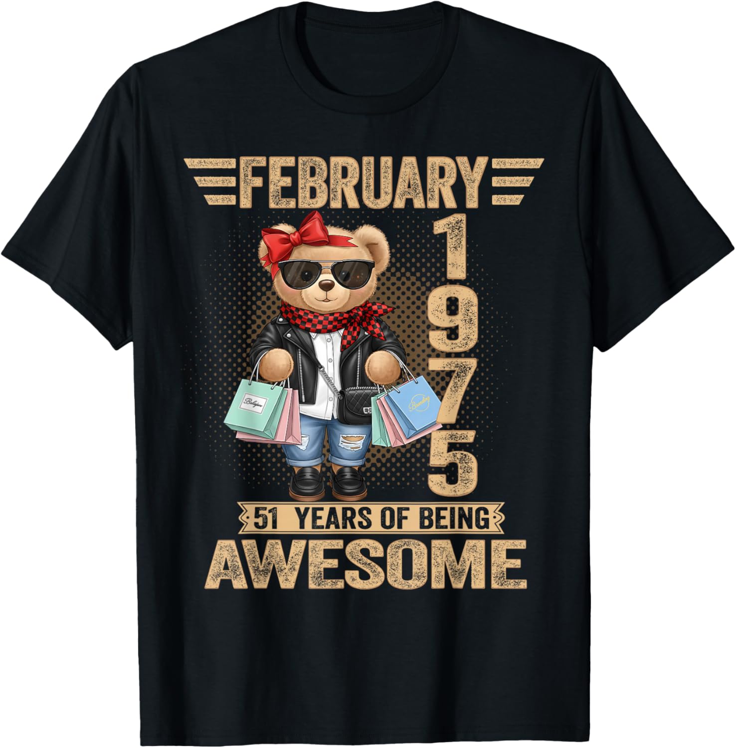 51 Year Old February 1975 Teddy Bear 51st Birthday Women T-Shirt - T-Shirt | Black