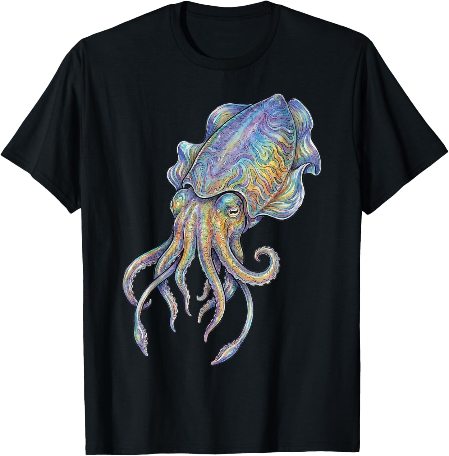 Cuttlefish Abstract Ocean Art Marine Life Colorful T-Shirt - T-Shirt | Black