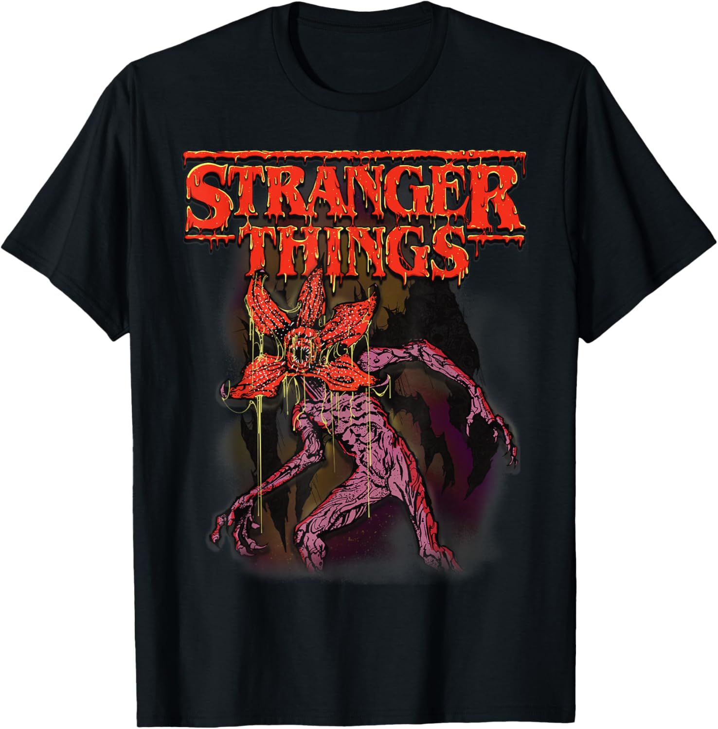 Stranger Things Demogorgon Monster Retro 80s Horror T-Shirt - T-Shirt | Black