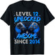 Level 12 Unlocked Awesome Since 2014 12th Birthday Gaming T-Shirt - T-Shirt | Black