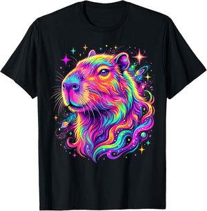 Colorful Rainbow Capybara T-Shirt - T-Shirt | Black