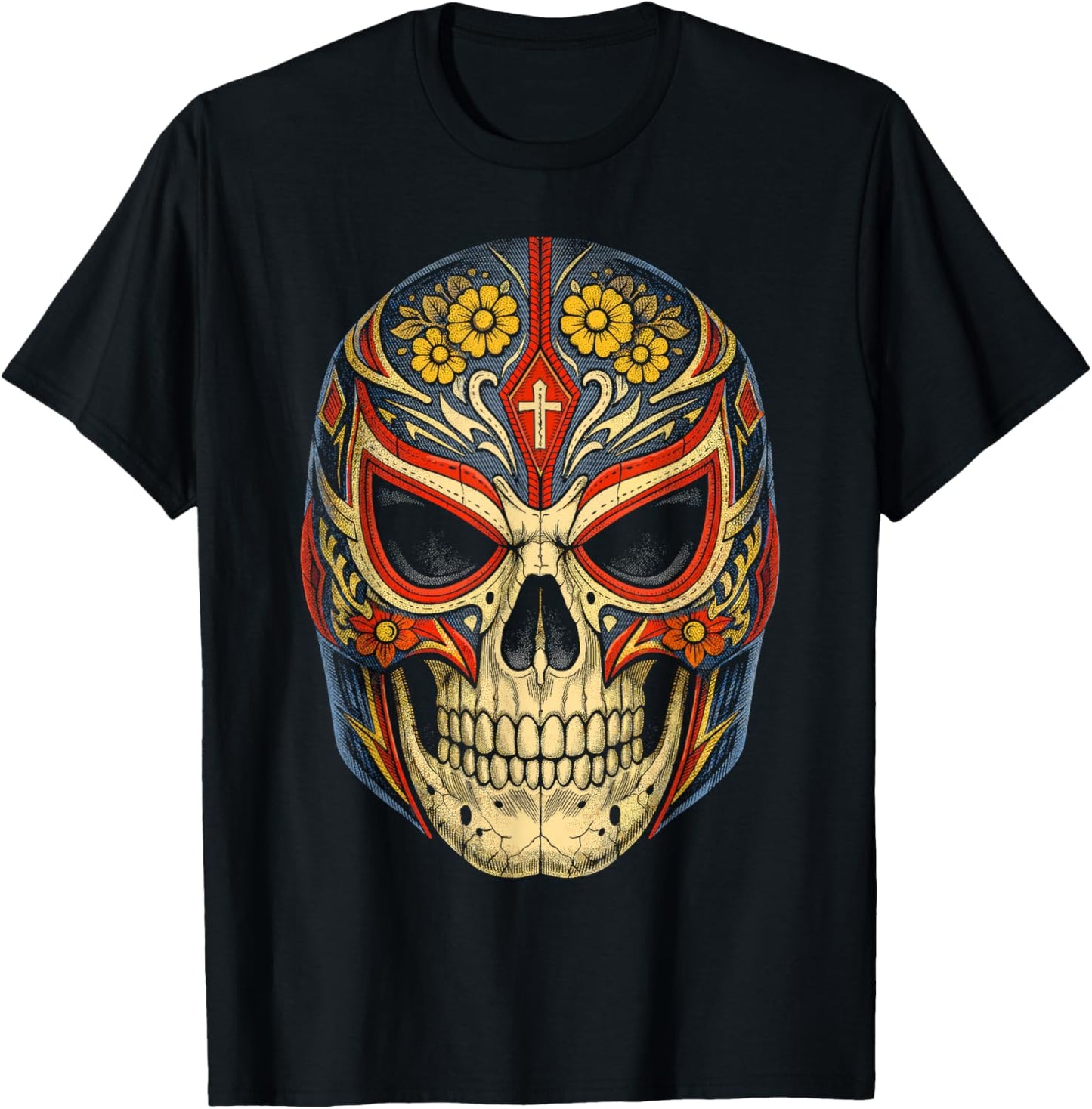 Lucha Libre Luchador Dias De Los Muertos T-Shirt - T-Shirt | Black