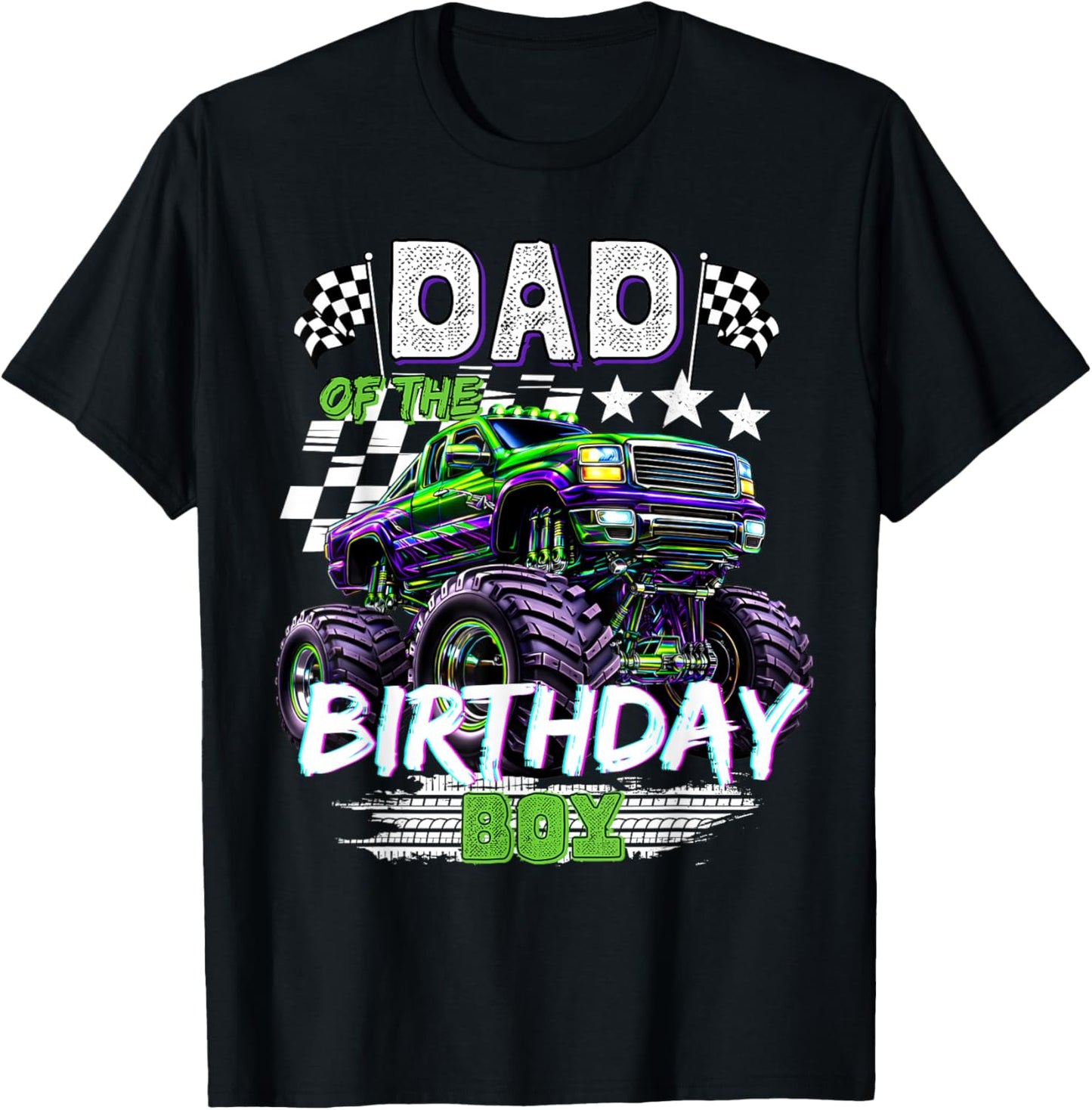 Dad of The Birthday Boy Monster Truck Family Matching T-Shirt - T-Shirt | Black