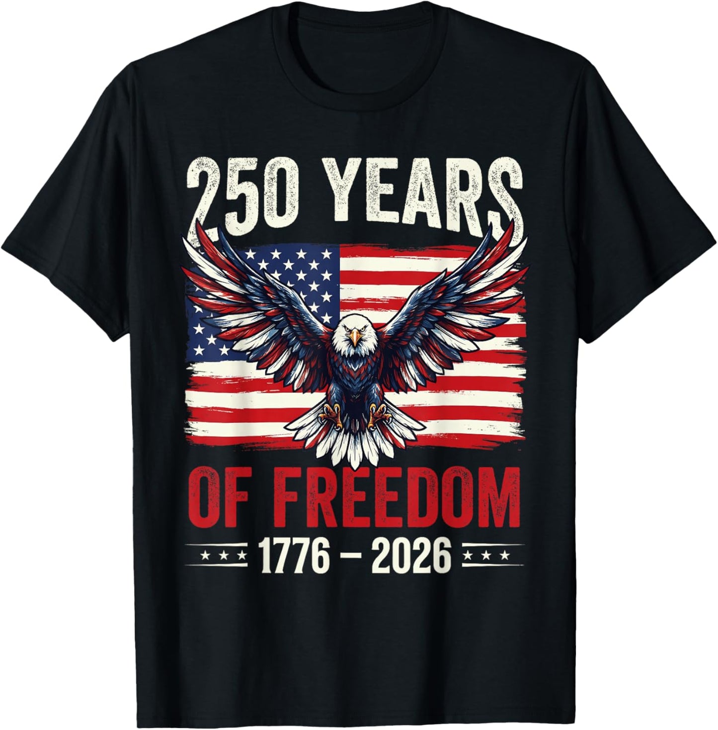 Vintage 250 Years American 1776-2026 250th Birthday USA T-Shirt - T-Shirt | Black