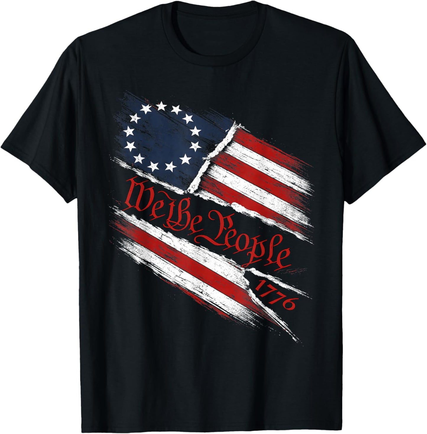 Patriotic 4th of July Betsy Ross Flag We The People 1776 T-Shirt - T-Shirt | Black
