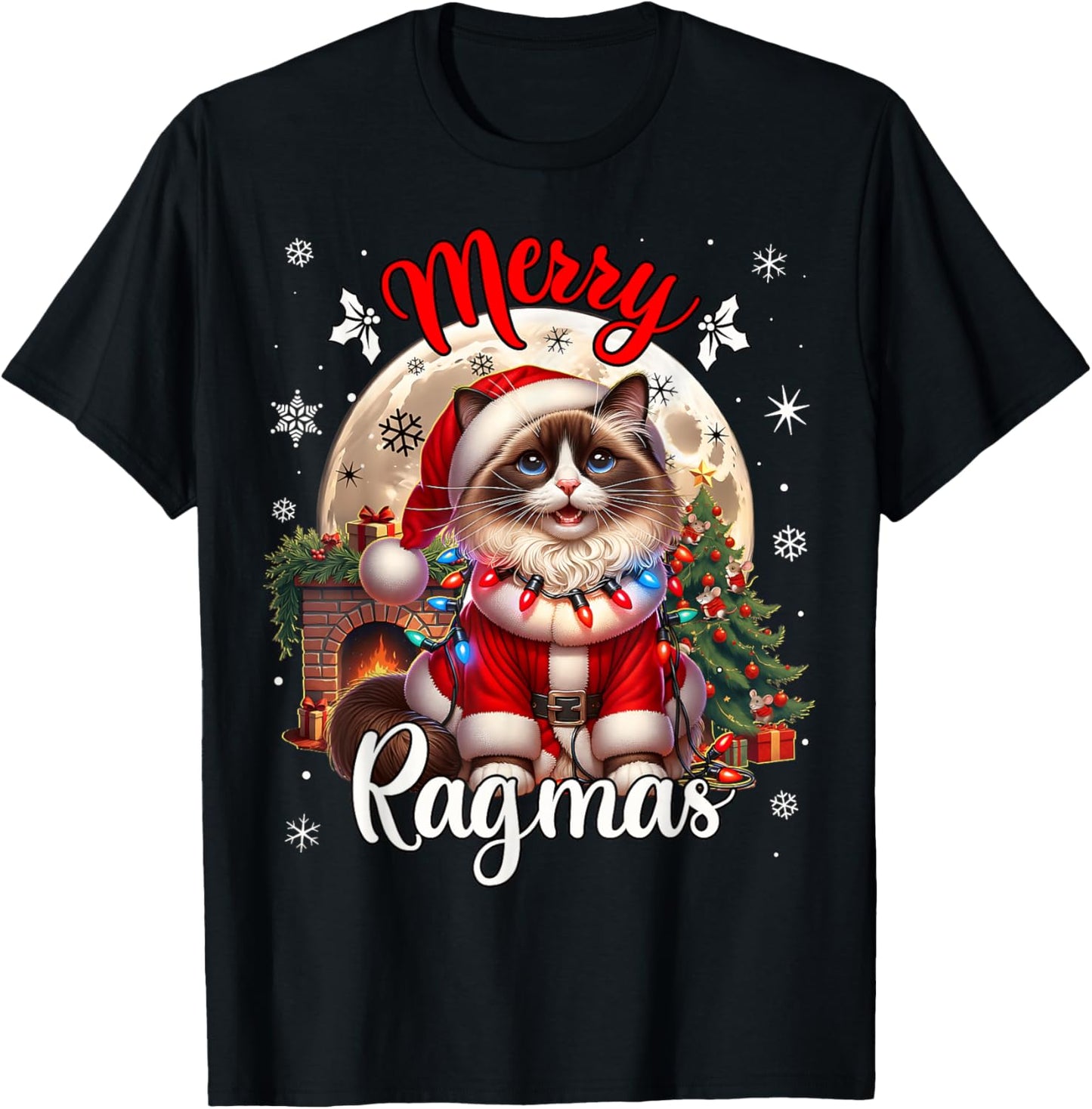 Ragdoll Cat Christmas Costume Ragdoll Xmas Cat T-Shirt - T-Shirt | Black