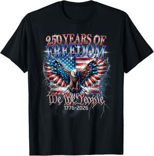 Flag Vintage 250 Years American 1776 2026 250th USA Birthday T-Shirt - T-Shirt | Black