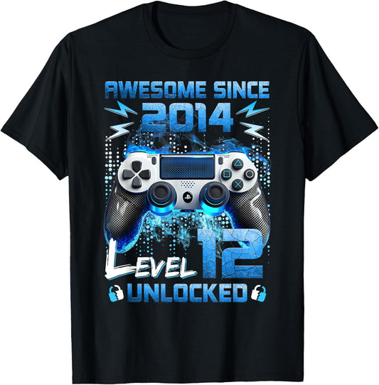Level 12 Unlocked Video Gamer 12 Years Old 12 Birthday T-Shirt - T-Shirt | Black