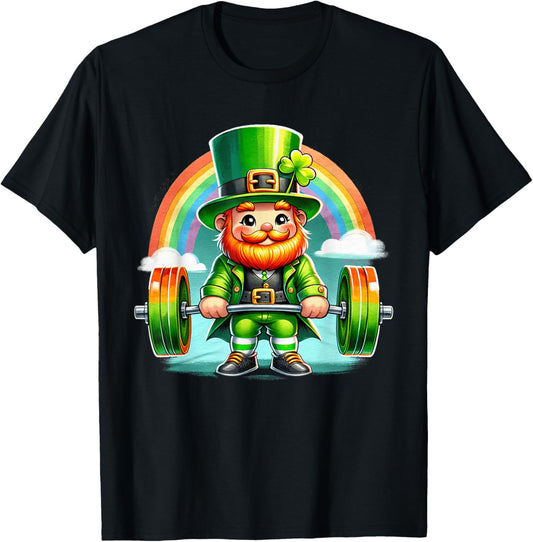 Patricks Day Leprechaun Weightlifting Deadlift Fitness Gym T-Shirt - T-Shirt | Black