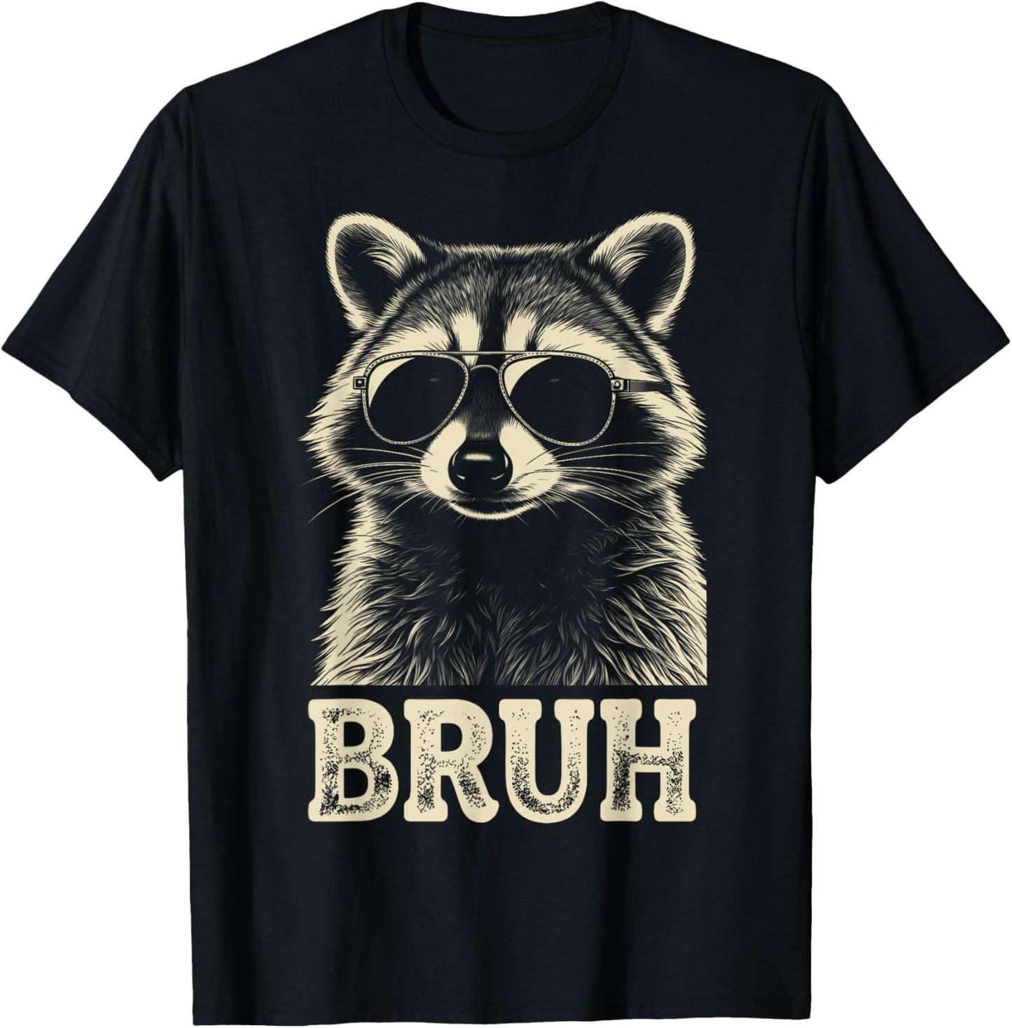Cool Raccoon Sunglasses Bruh Funny Raccoon Lovers Kids Teens T-Shirt - T-Shirt | Black