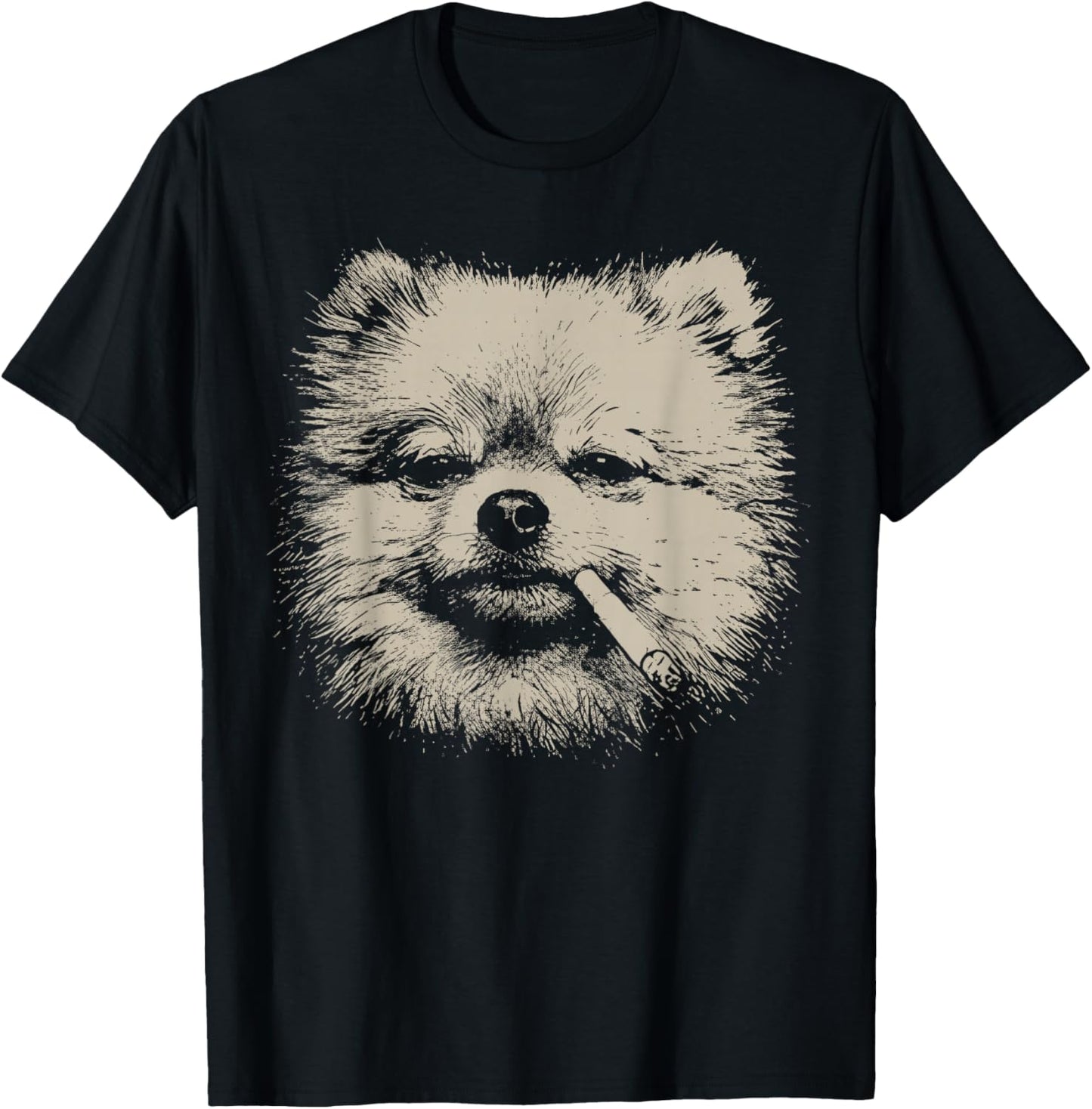 Dog Smoking Meme Funny Pomeranian Dog Meme Pet Lover T-Shirt - T-Shirt | Black