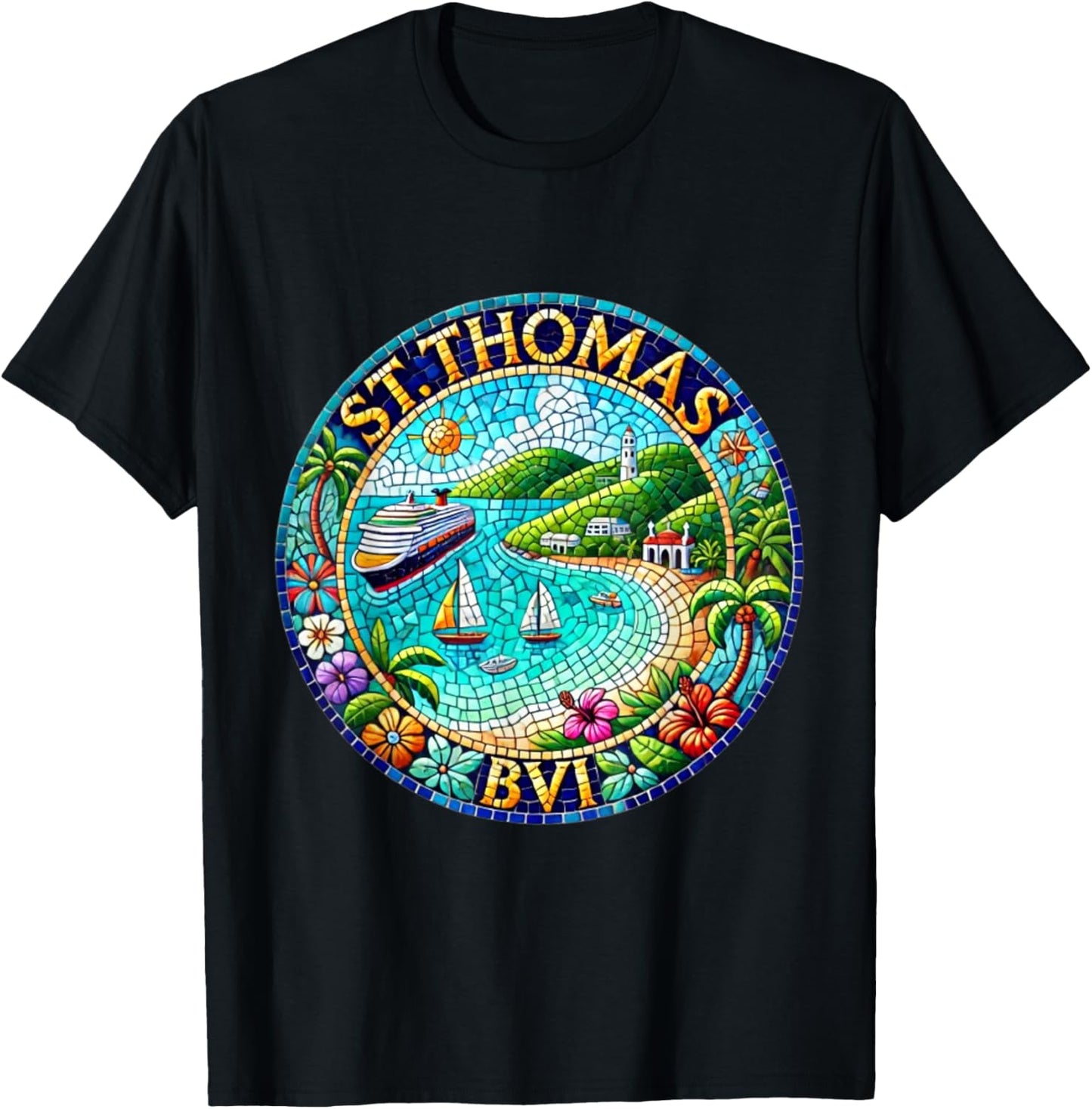 St Thomas BVI Cruise Port Destination T-Shirt - T-Shirt | Black