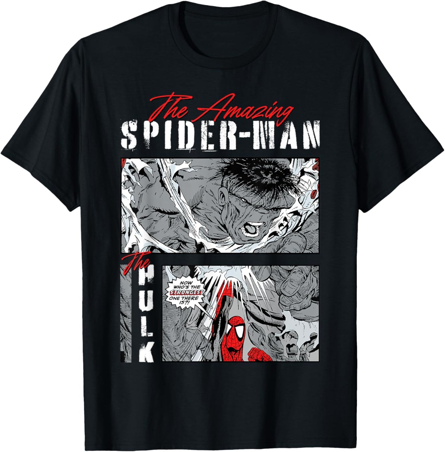 Marvel Comics Spider-Man vs Hulk Comic Panel T-Shirt - T-Shirt | Black