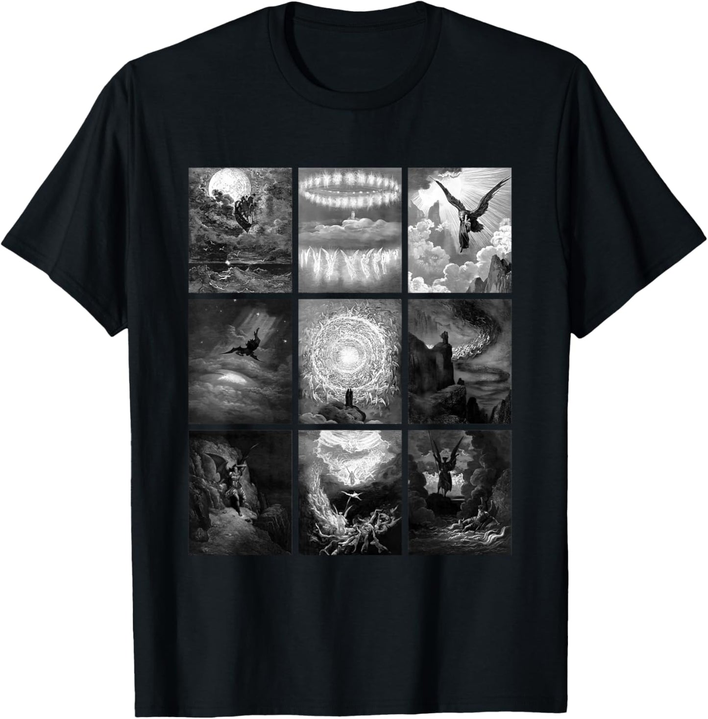 Gustave Dore Famous Illustrations Retro Vintage Classic Art T-Shirt - T-Shirt | Black