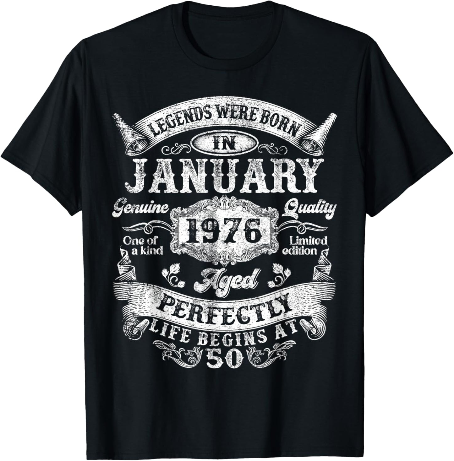 Legends Since January 1976 Vintage Retro 50th Birthday Men T-Shirt - T-Shirt | Black