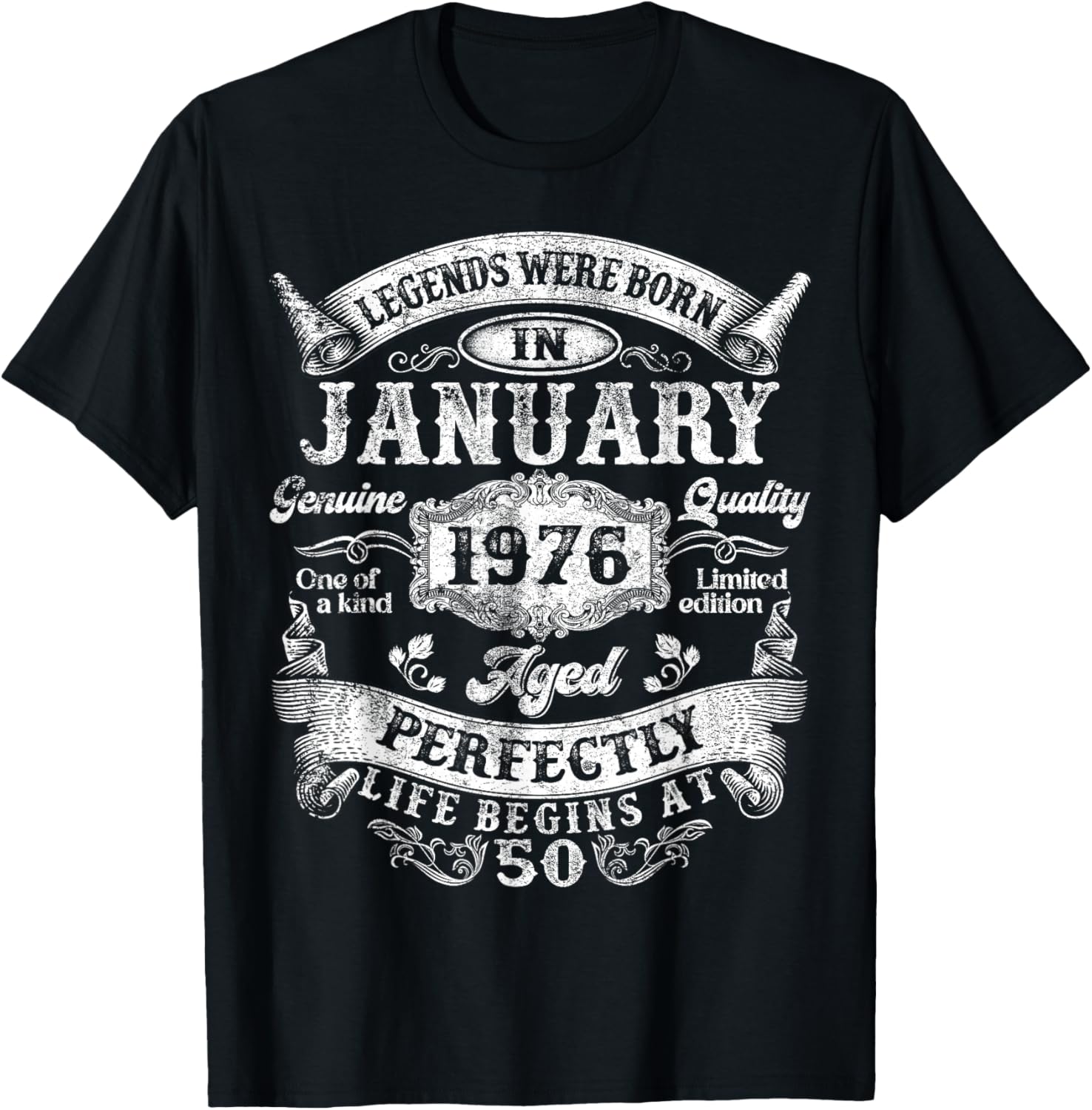 Legends Since January 1976 Vintage Retro 50th Birthday Men T-Shirt - T-Shirt | Black