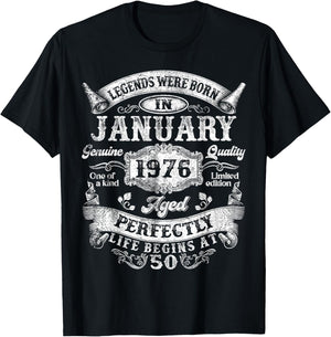 Legends Since January 1976 Vintage Retro 50th Birthday Men T-Shirt - T-Shirt | Black
