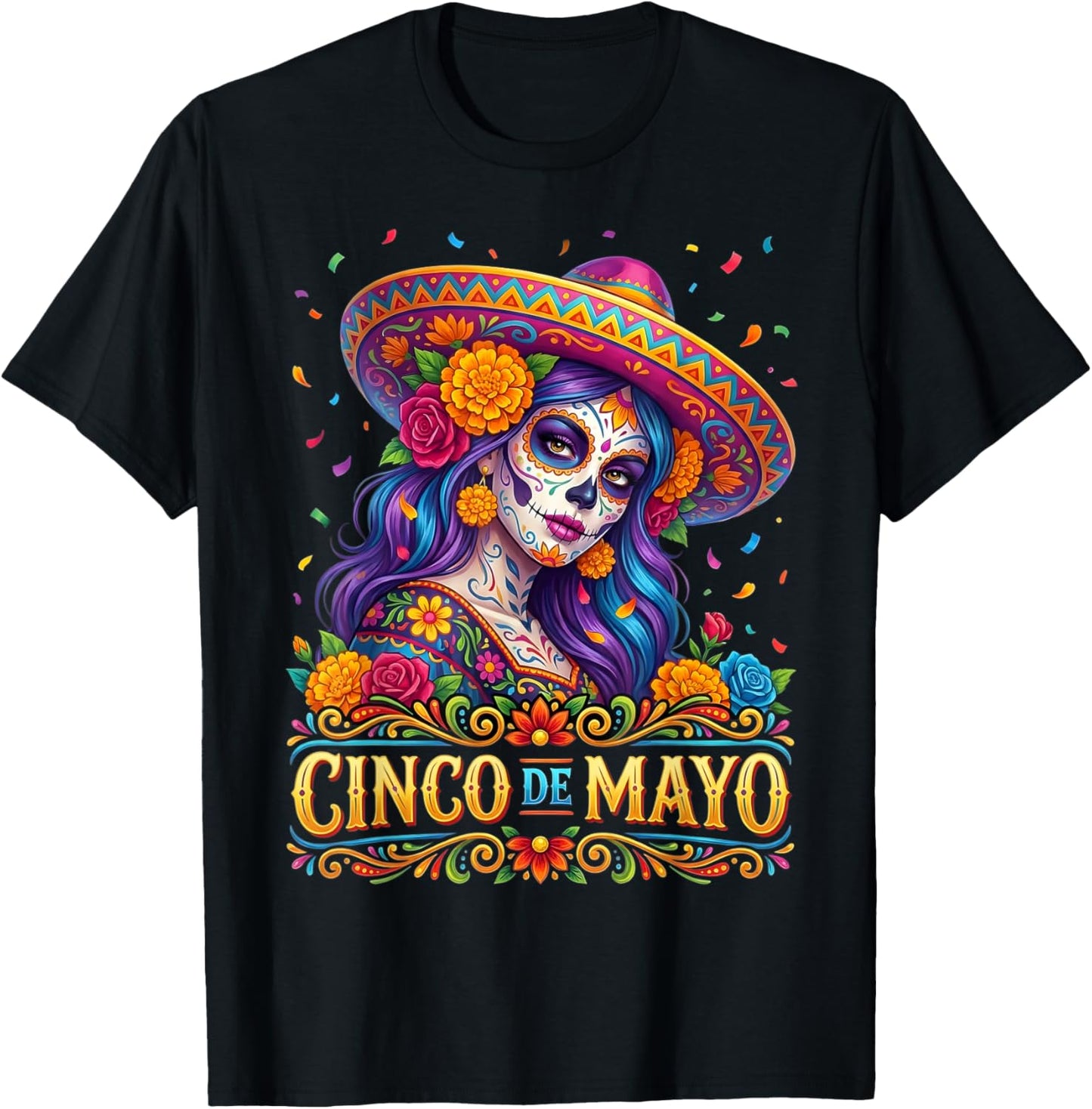 Cinco De Mayo 2026 Mexican Fiesta 5 De Mayo Girls Women T-Shirt - T-Shirt | Black