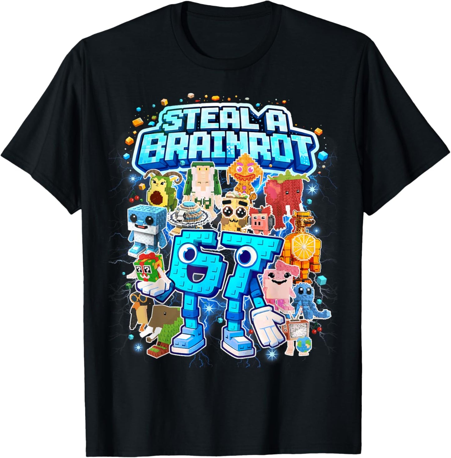 Six Seven 67 Steal a Brainrot Meme Funny Gifts for Kids Boys T-Shirt - T-Shirt | Black