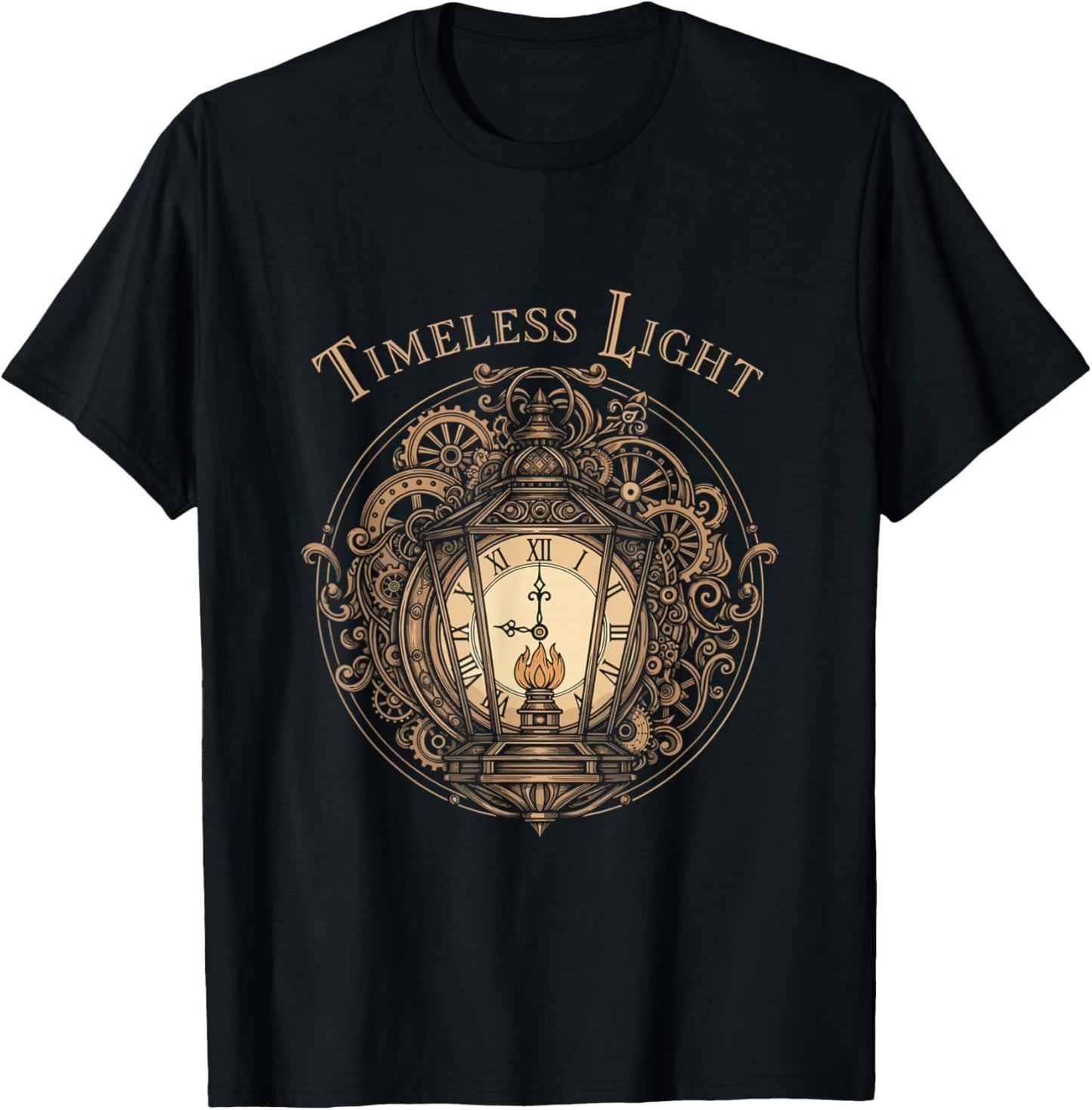 Timeless Light Steampunk Lantern Gearwork Glow Collector T-Shirt - T-Shirt | Black