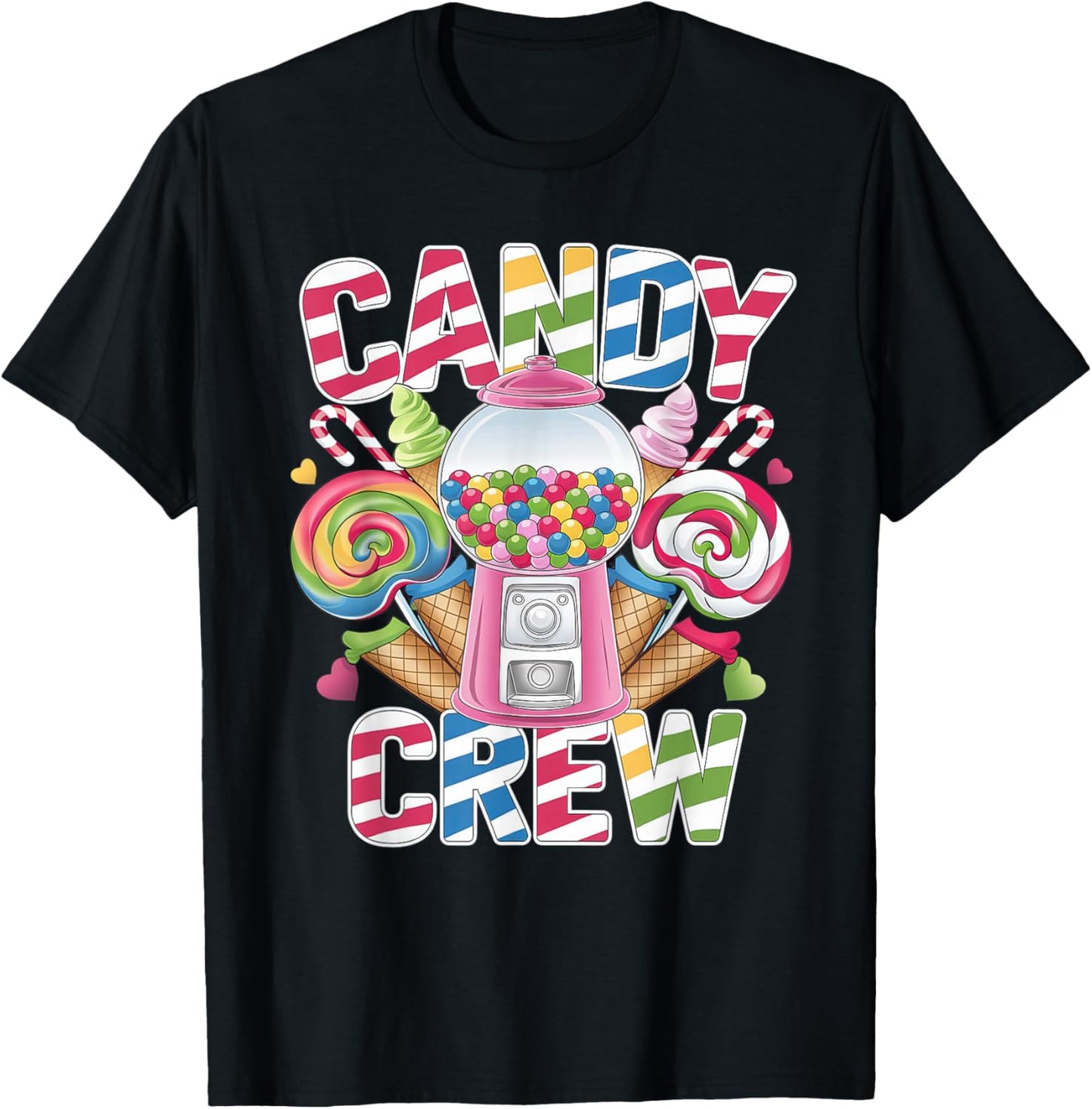 Candy Crew Adult Men Women Kids Christmas Pajamas T-Shirt - T-Shirt | Black