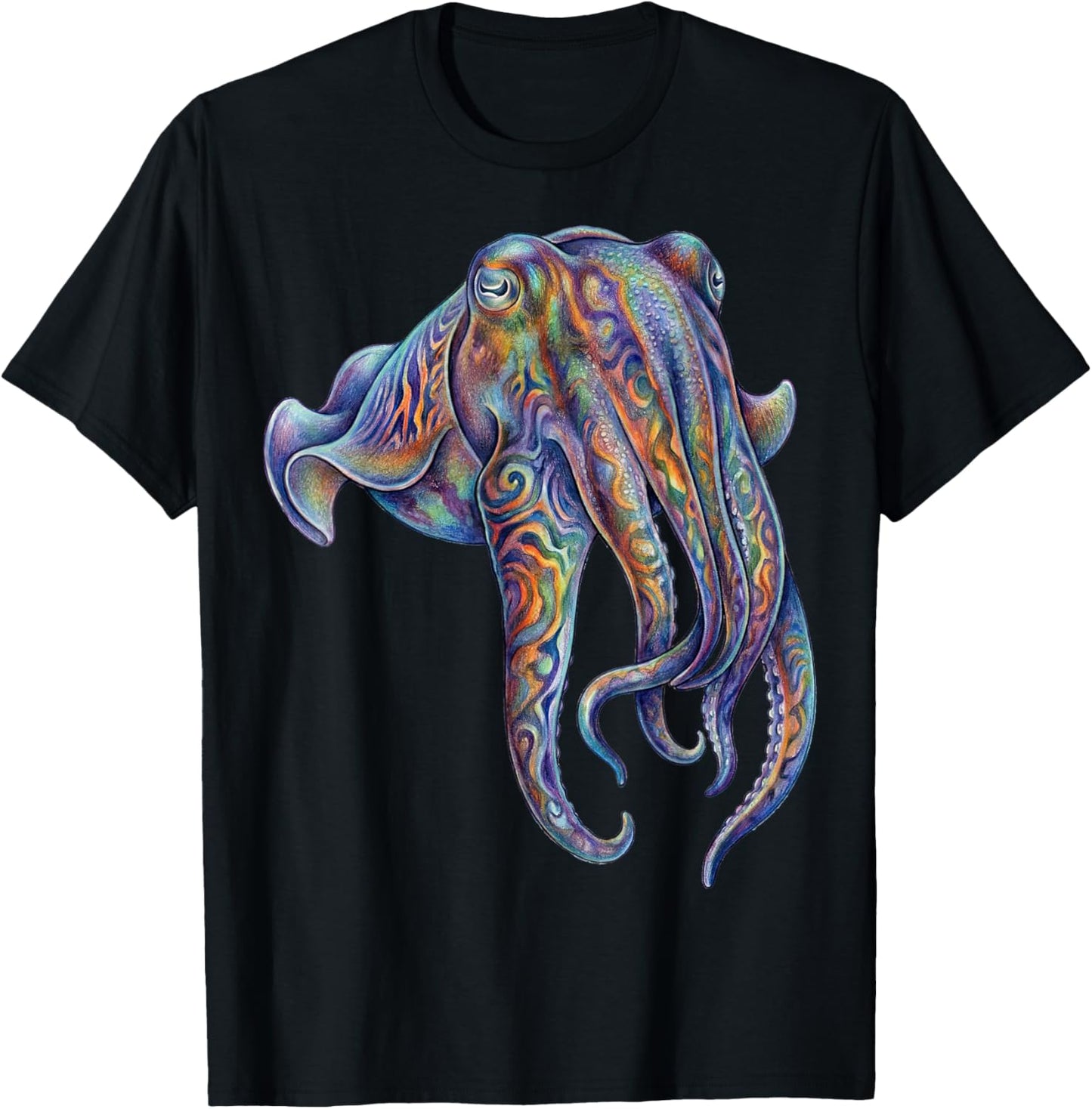 Cuttlefish Abstract Ocean Art Marine Life Colorful T-Shirt - T-Shirt | Black