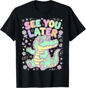 See You Later Cute Pastel Alligator Sunglasses Men Women Kid T-Shirt - T-Shirt | Black