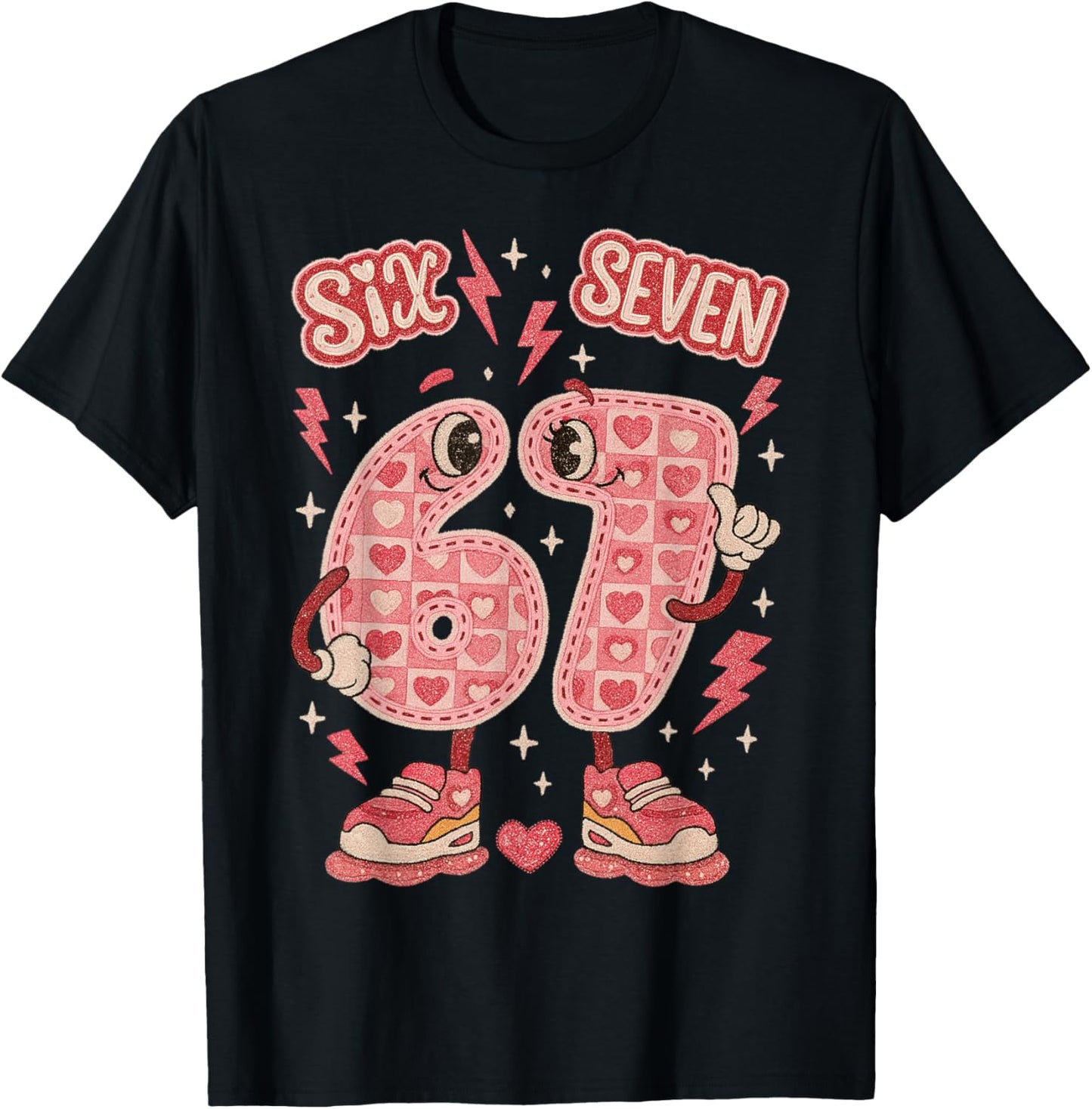 Six Seven Valentine Love 67 Preppy Coquette Meme Kids T-Shirt - T-Shirt | Black