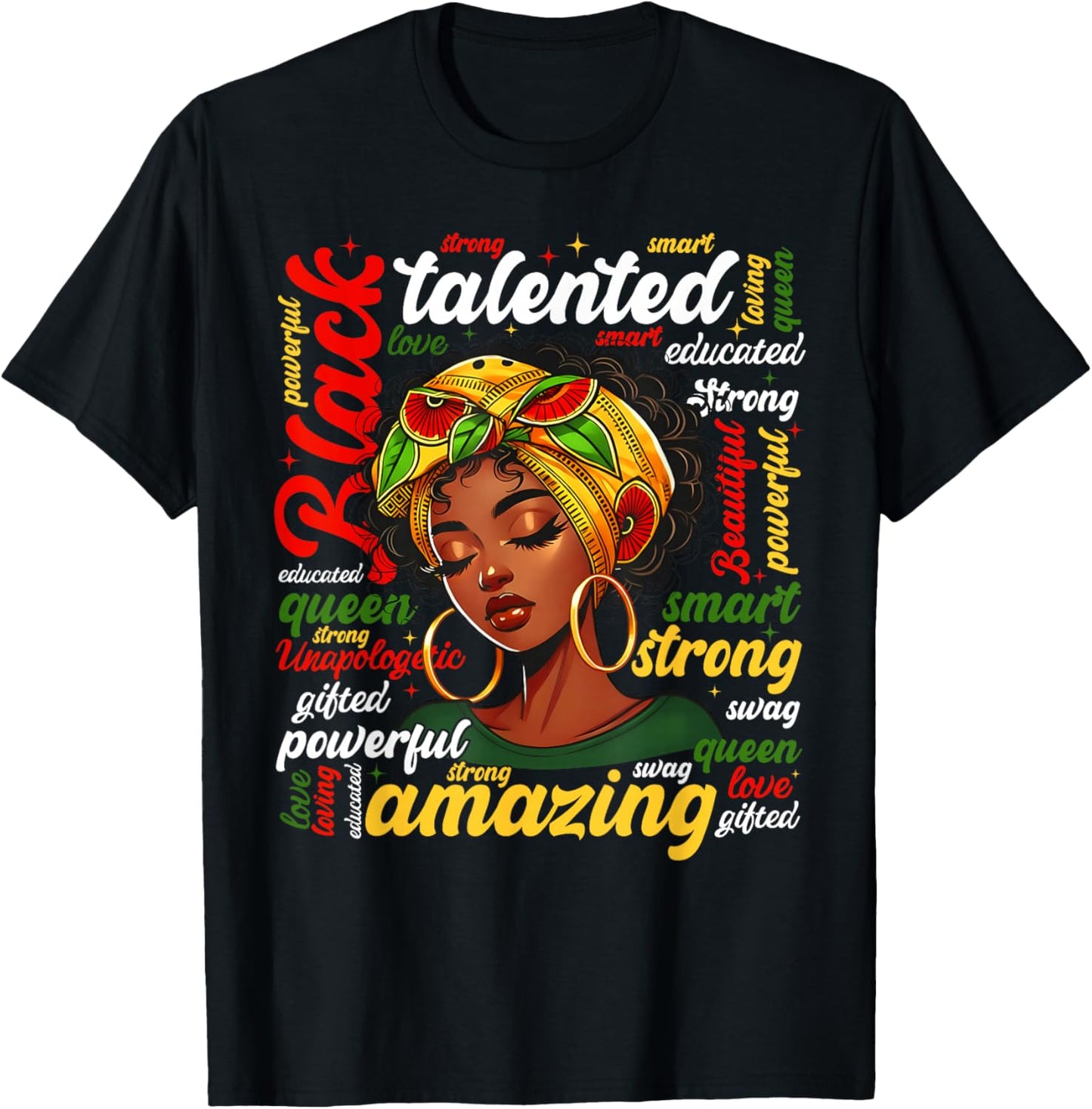 Black Queen Lady African American Melanin Girl Women Kid T-Shirt - T-Shirt | Black