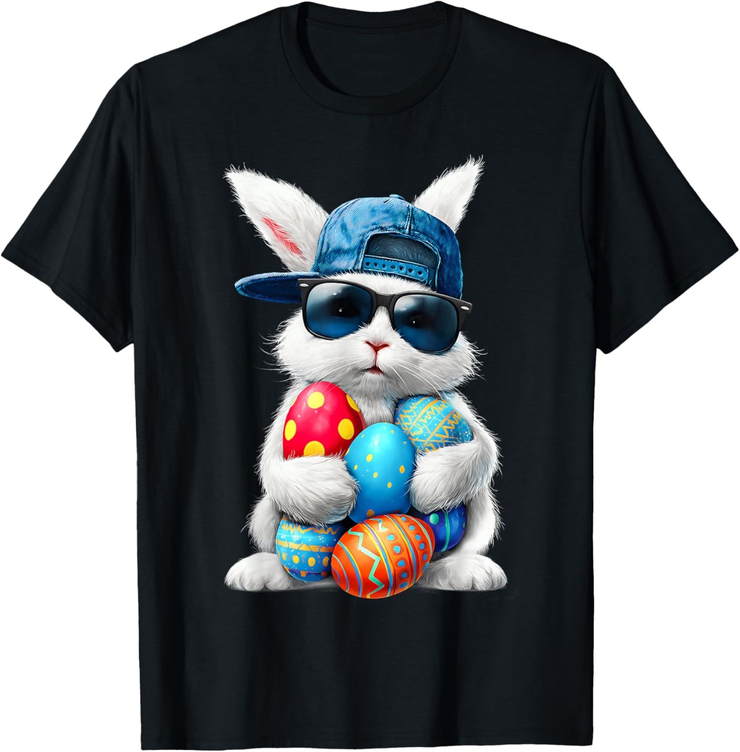 Happy Easter Day Eggs Bunny Boys Girls Kids T-Shirt - T-Shirt | Black