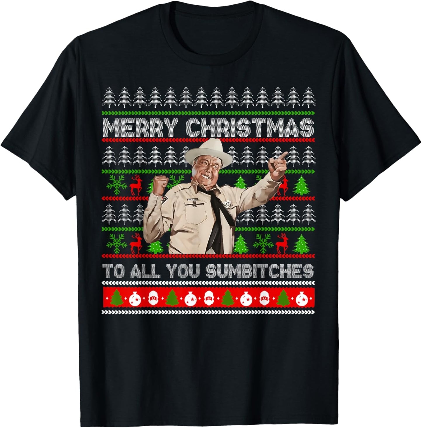 Merry Christmas to All You Sumbitches Ugly Sweater Retro T-Shirt - T-Shirt | Black