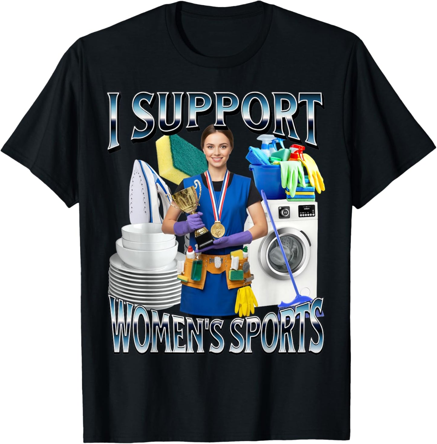 I Support Women's Sports Unwearable Aduld Humor Bootleg T-Shirt - T-Shirt | Black