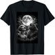 Funny Alien and Bigfoot Howling at Moon Humor Man Woman T-Shirt - T-Shirt | Black