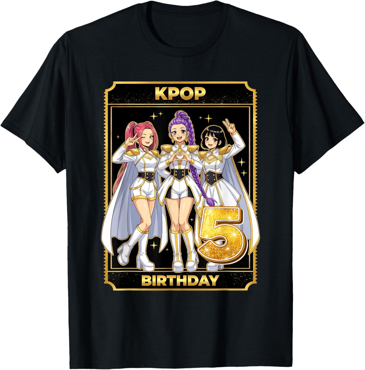 5th Birthday K-pop Star Korean Pop Music Lovers Girls Bday T-Shirt - T-Shirt | Black