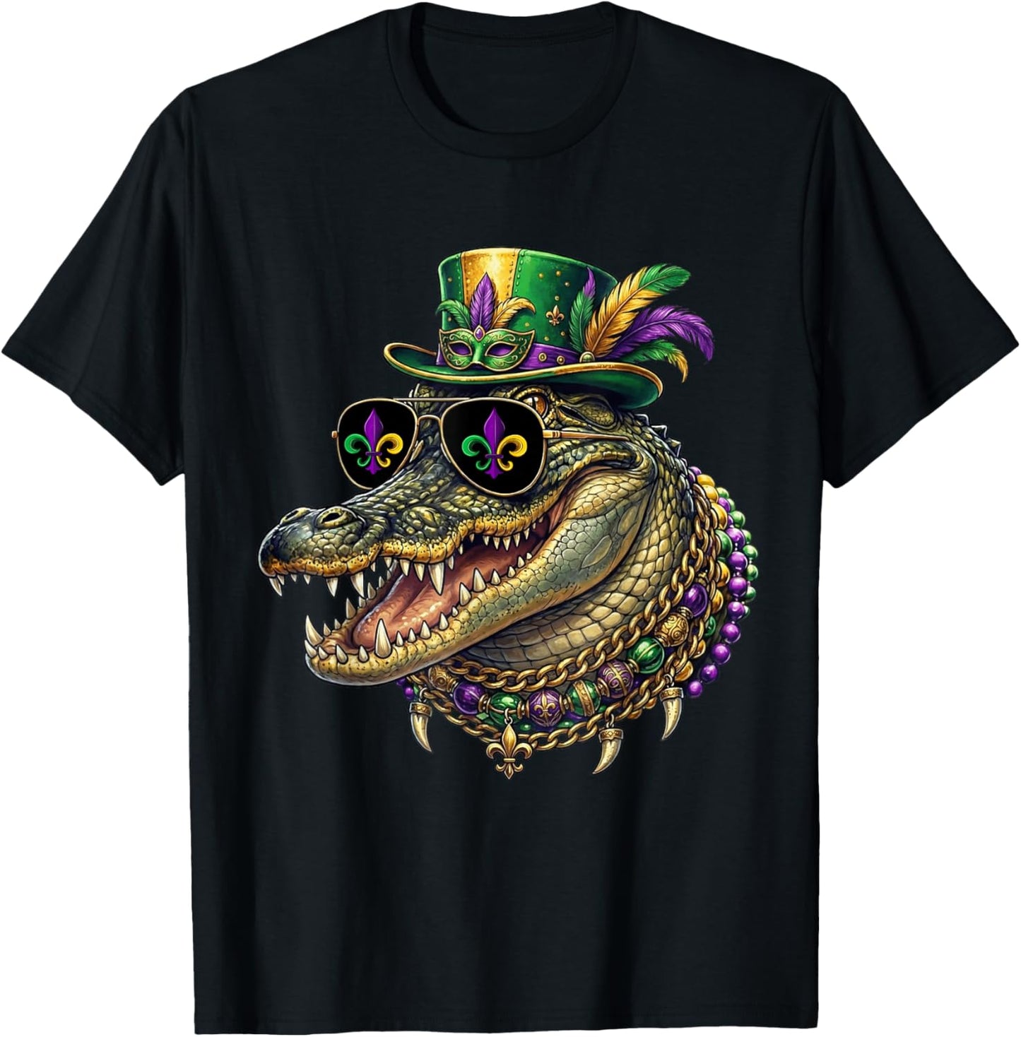 Mardigator Mardi Gras Alligator Costume Funny Mardi Gras T-Shirt - T-Shirt | Black
