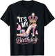 It's My Birthday High Heel Crown Butterflies Princess B-Day T-Shirt - T-Shirt | Black