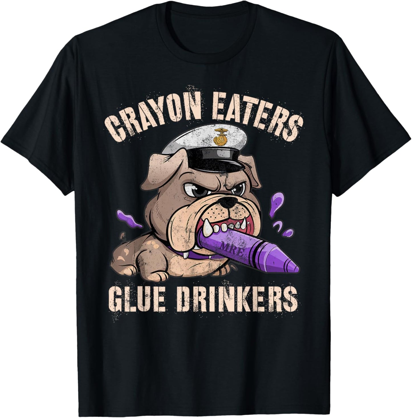 Funny Crayon Eaters Glue Drinkers Since 1775 Military IYKYK T-Shirt - T-Shirt | Black